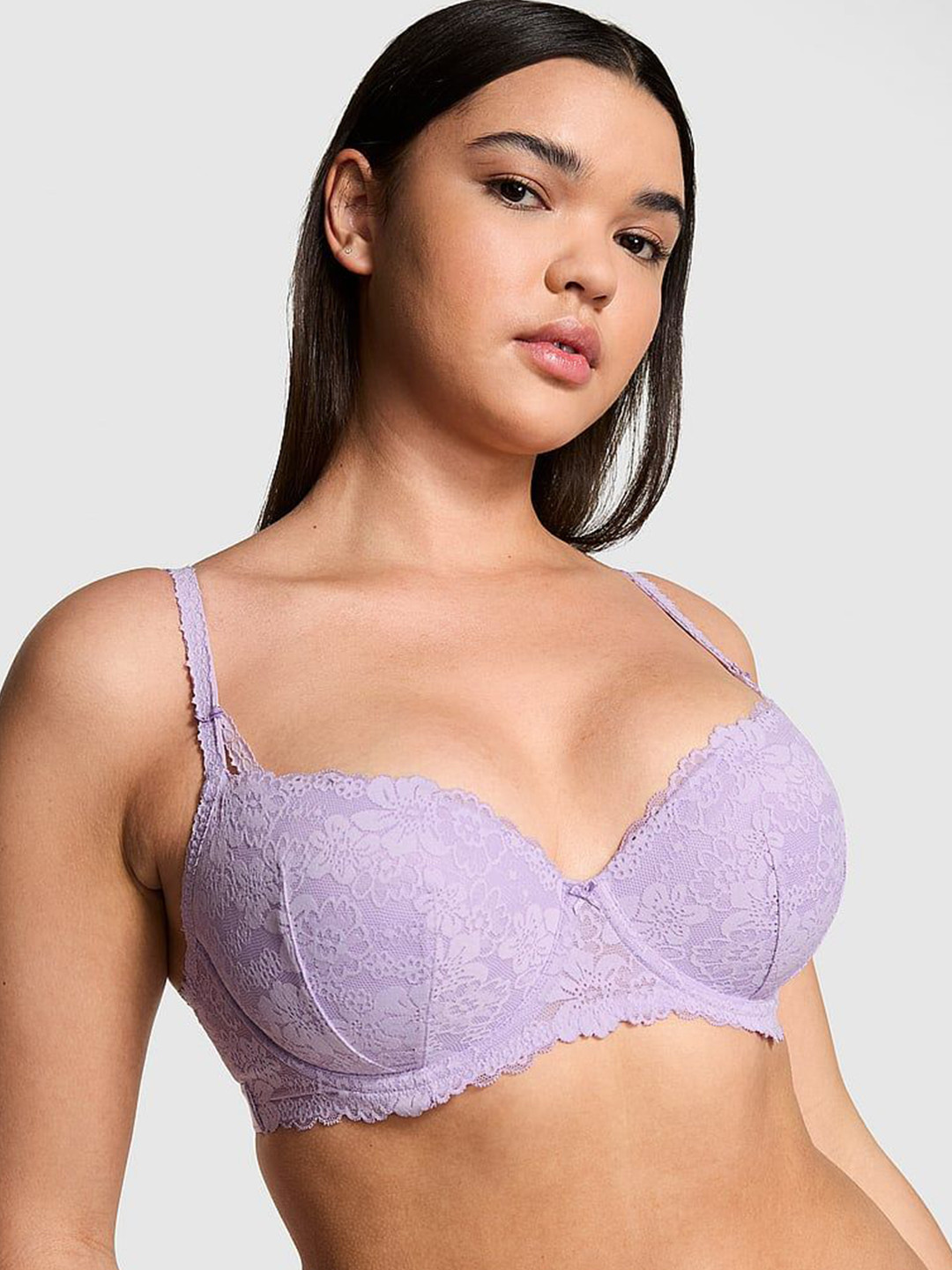 

Victoria's Secret Floral Bra Medium Coverage Underwired Heavily Padded, Purple
