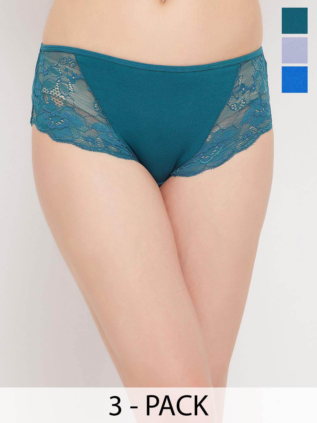 

Clovia Pack Of 3 Self-Design Mid-Rise Hipster Briefs, Purple