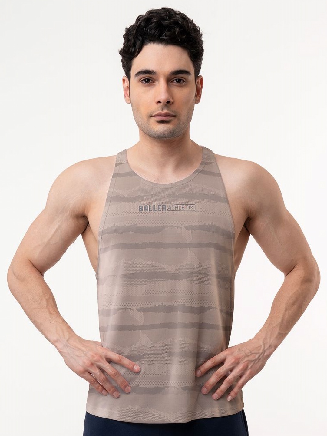 

Baller Athletik Men Racerback Pockets T-shirt, Grey
