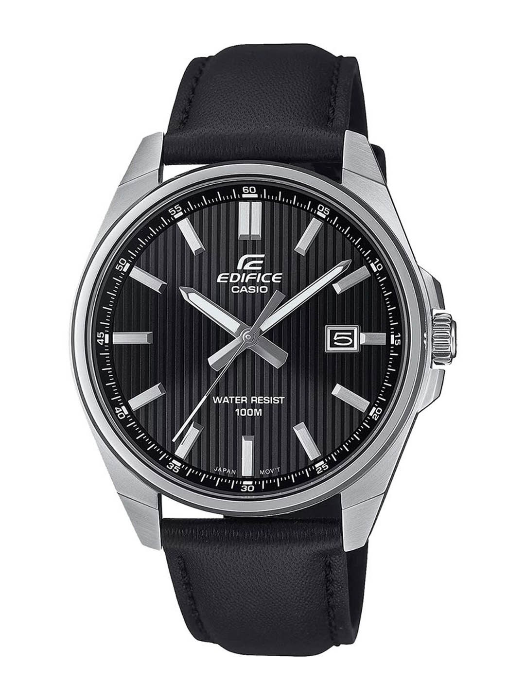 

CASIO Men Dial & Leather Cuff Straps Analogue Watch ED621, Black
