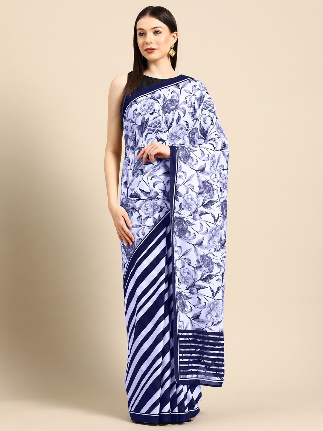

BUTA BUTI Women Floral Printed Pure Cotton Saree, Lavender