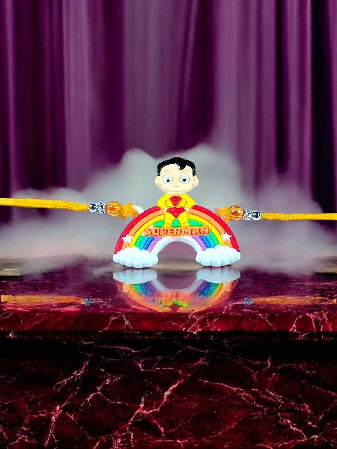 

ADIVA Superman Thread Rakhi With Roli Chawal, Yellow