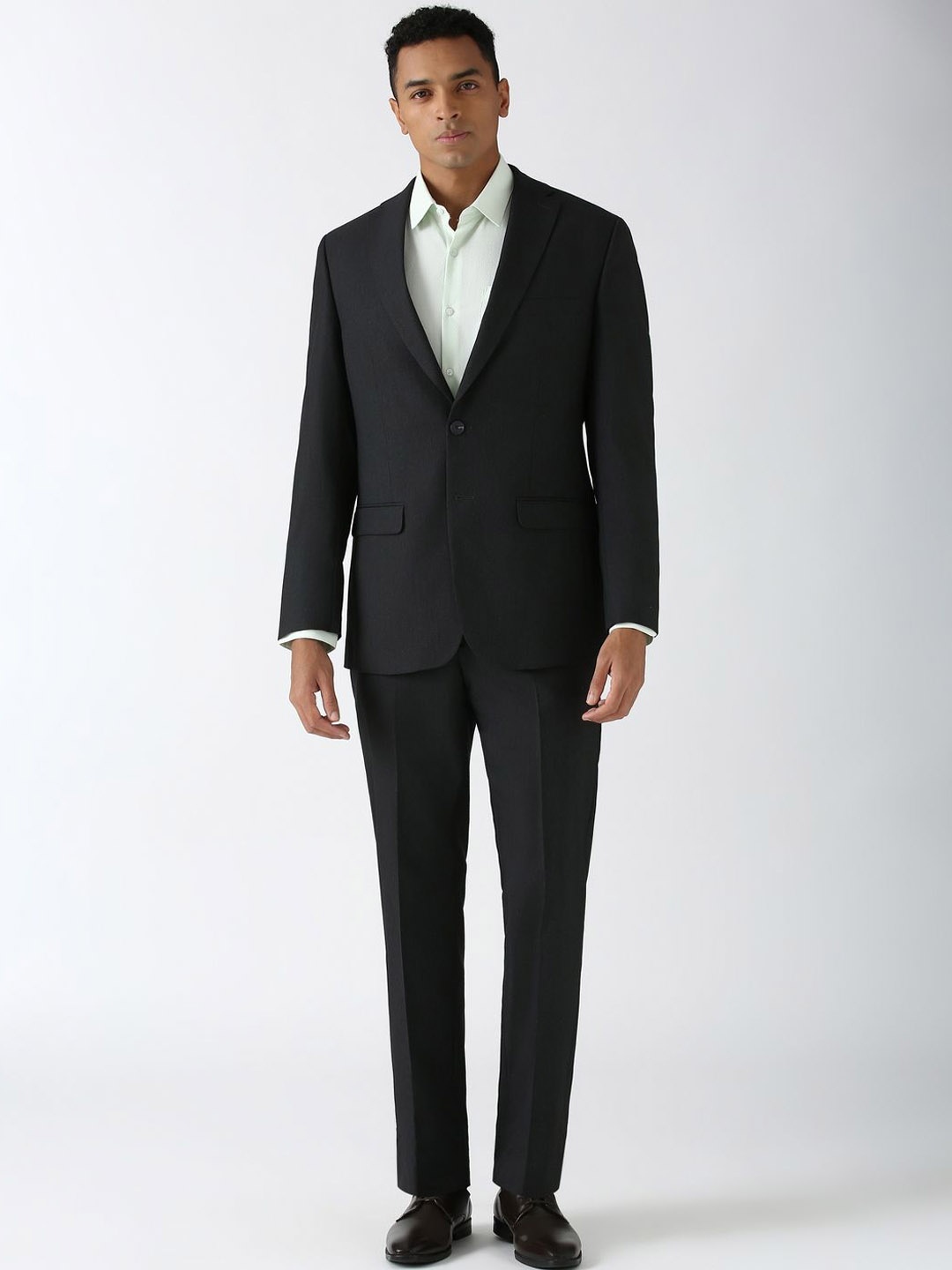 

Peter England Self-Design Single-Breasted Two Piece Suits, Black