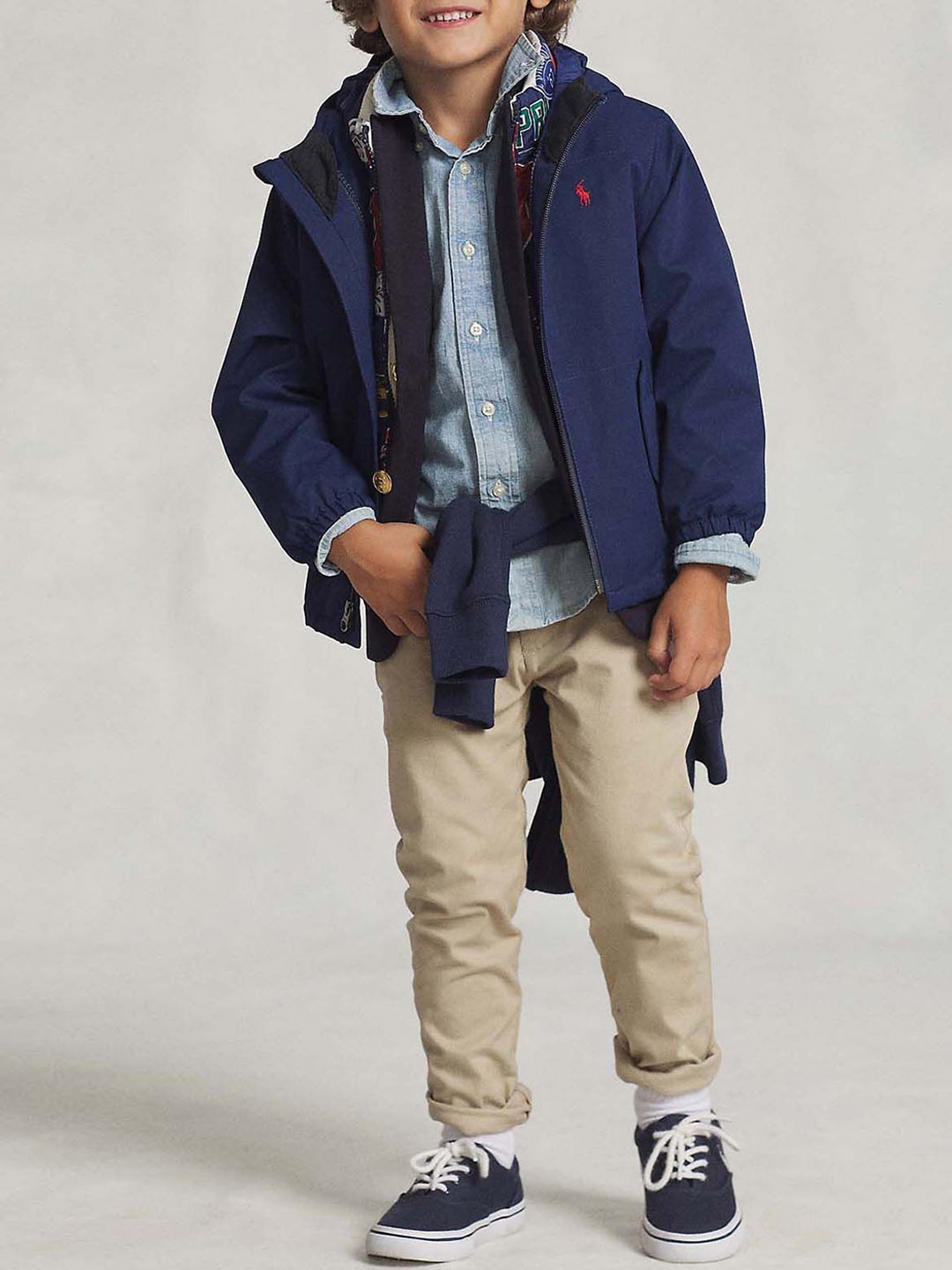 

Polo Ralph Lauren Boys P-Layer 1 Water-Repellent Hooded Jacket, Navy blue