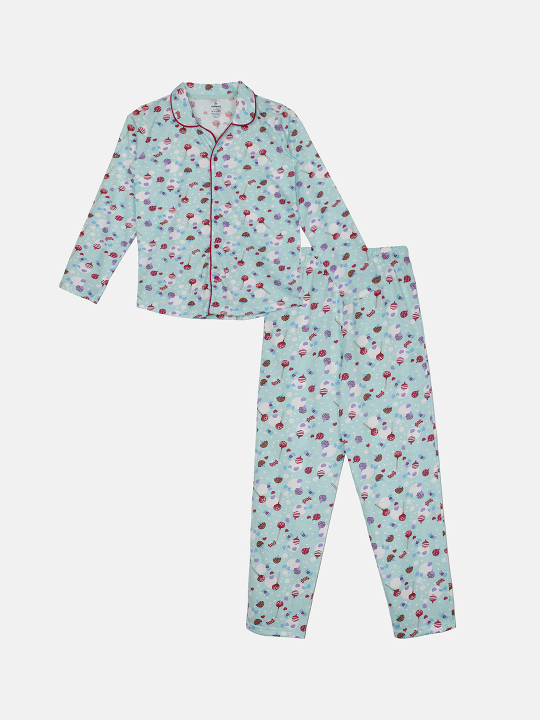

KiddoPanti Girls Printed Night suit, Blue
