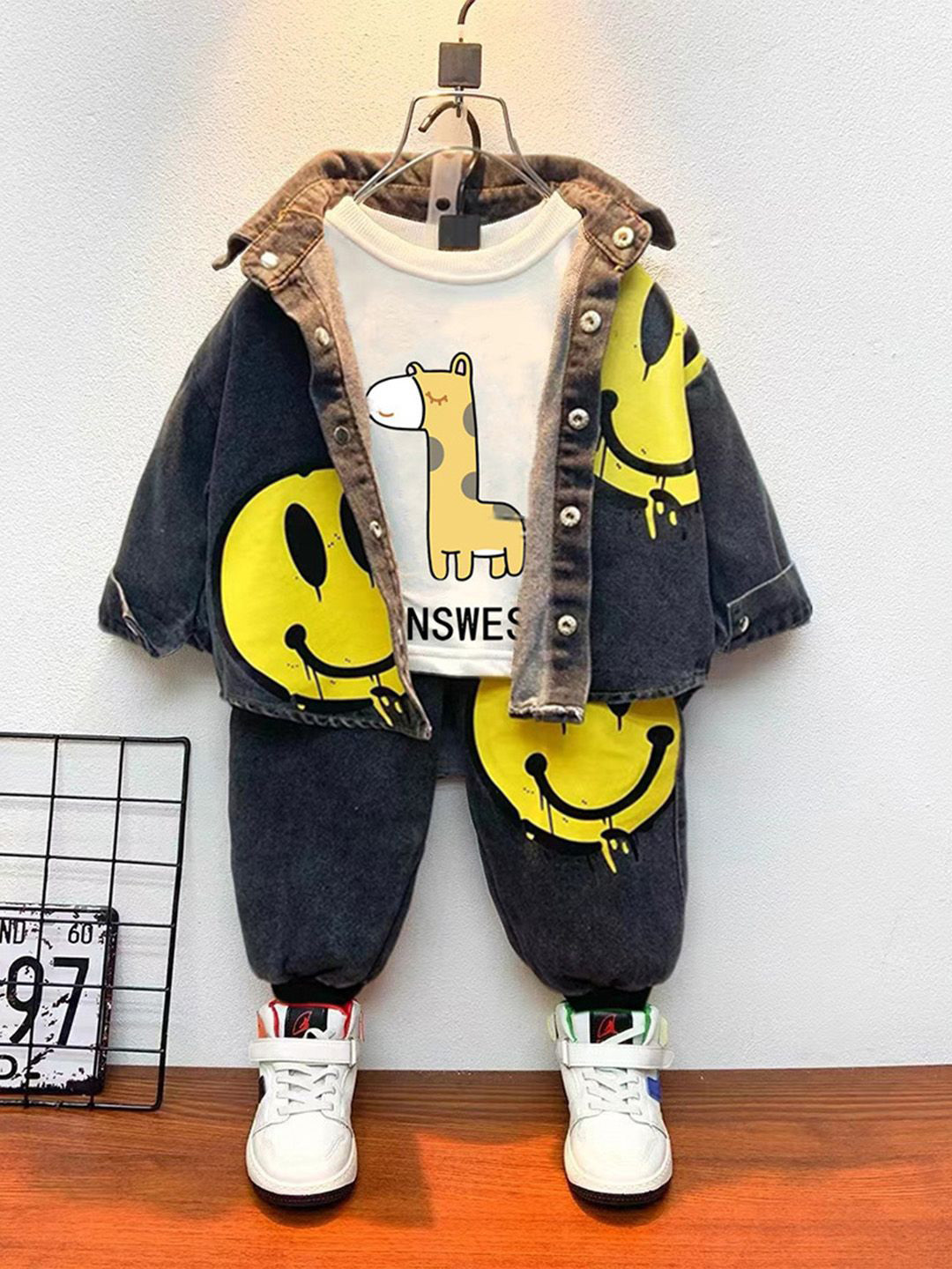 

INCLUD Boys Graphic Printed T-shirt and Shirt With Trouser, Black