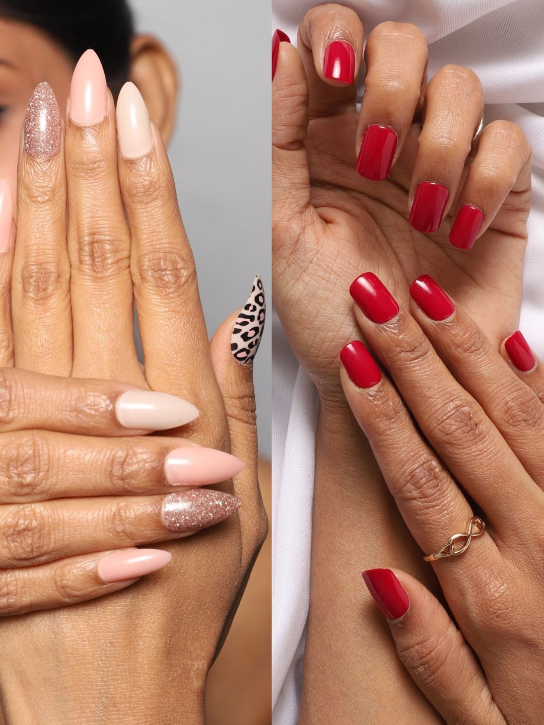 

LICK Women Pack Of 2 Reusable False Acrylic Press on Nails, Red