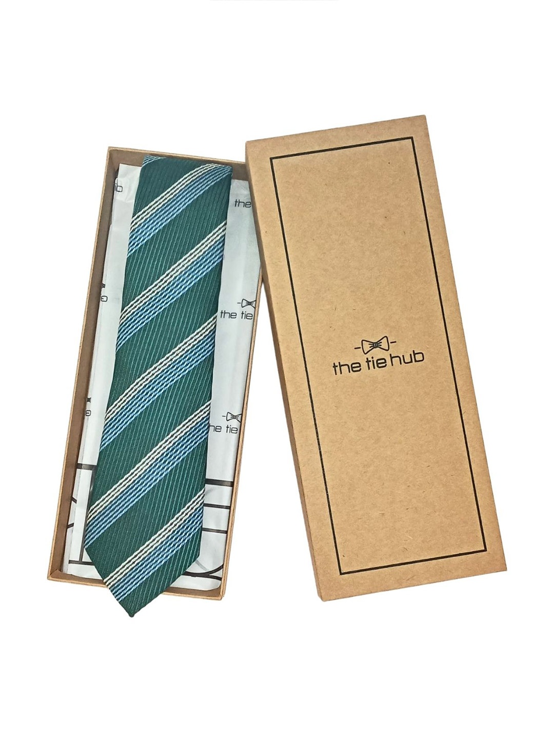 

The Tie Hub Men Striped Skinny Tie, Green