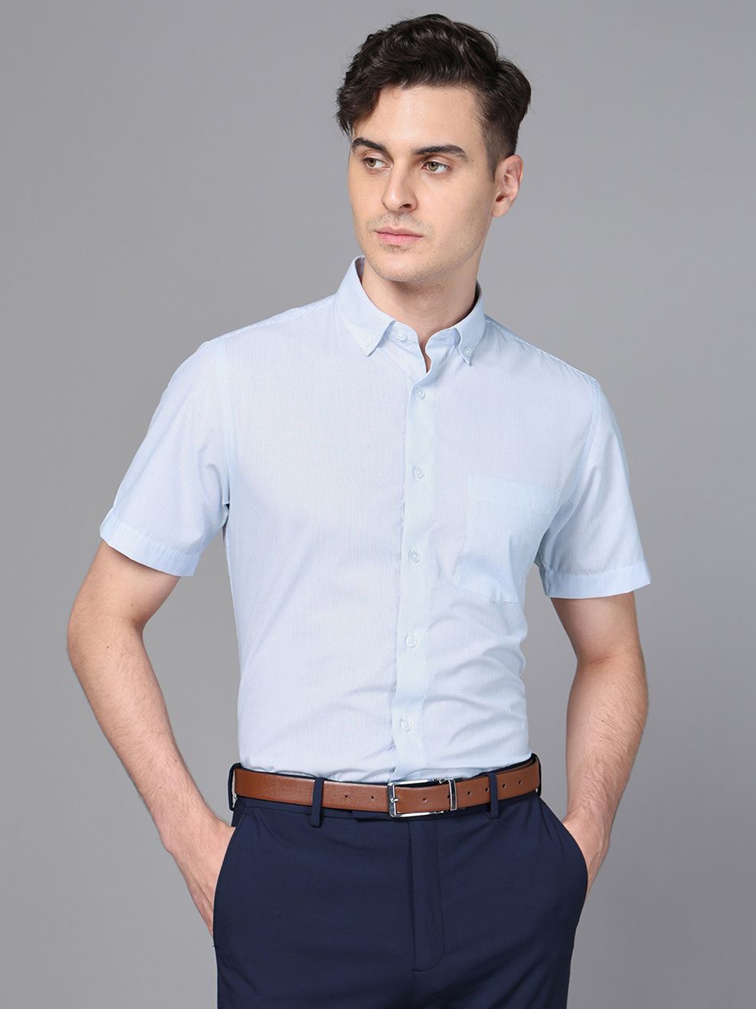 

DON VINO Men Button-Down Collar Solid Cotton Slim Fit Formal Shirt, White