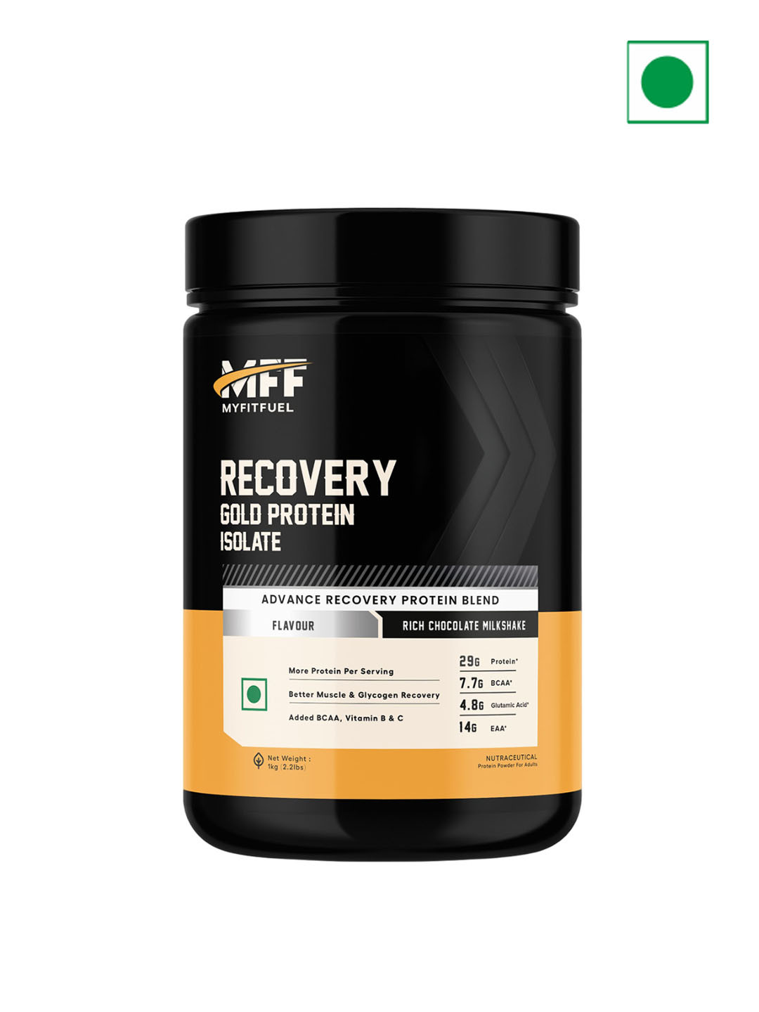 

MyFitFuel Recovery Gold Protein Isolate- Chocolate Milkshake-1kg, Brown