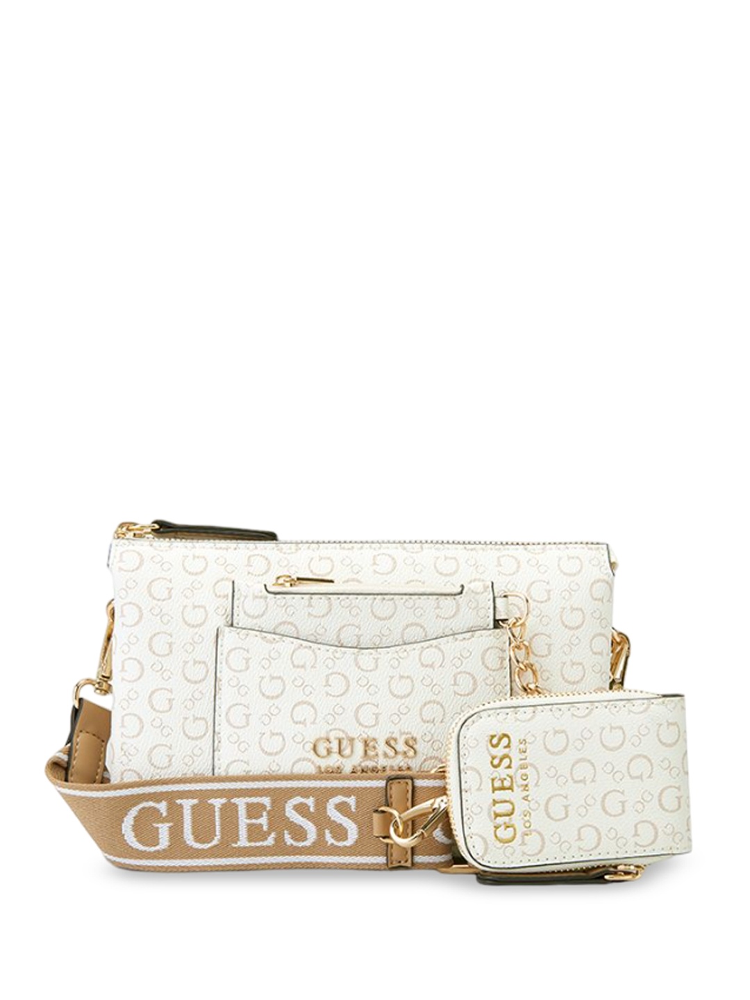 

GUESS Printed Structured Shoulder Bag, White