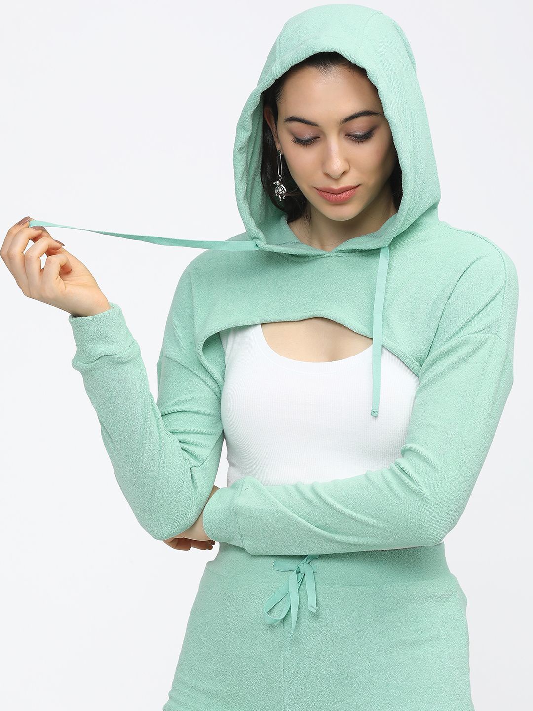 

Tokyo Talkies Hooded Crop Top, Green