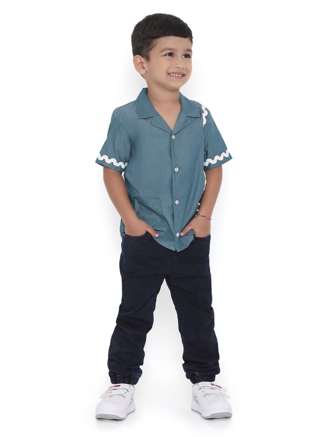 

Miko Lolo Boys Classic Cuban Collar Solid Cotton Casual Shirt, Green