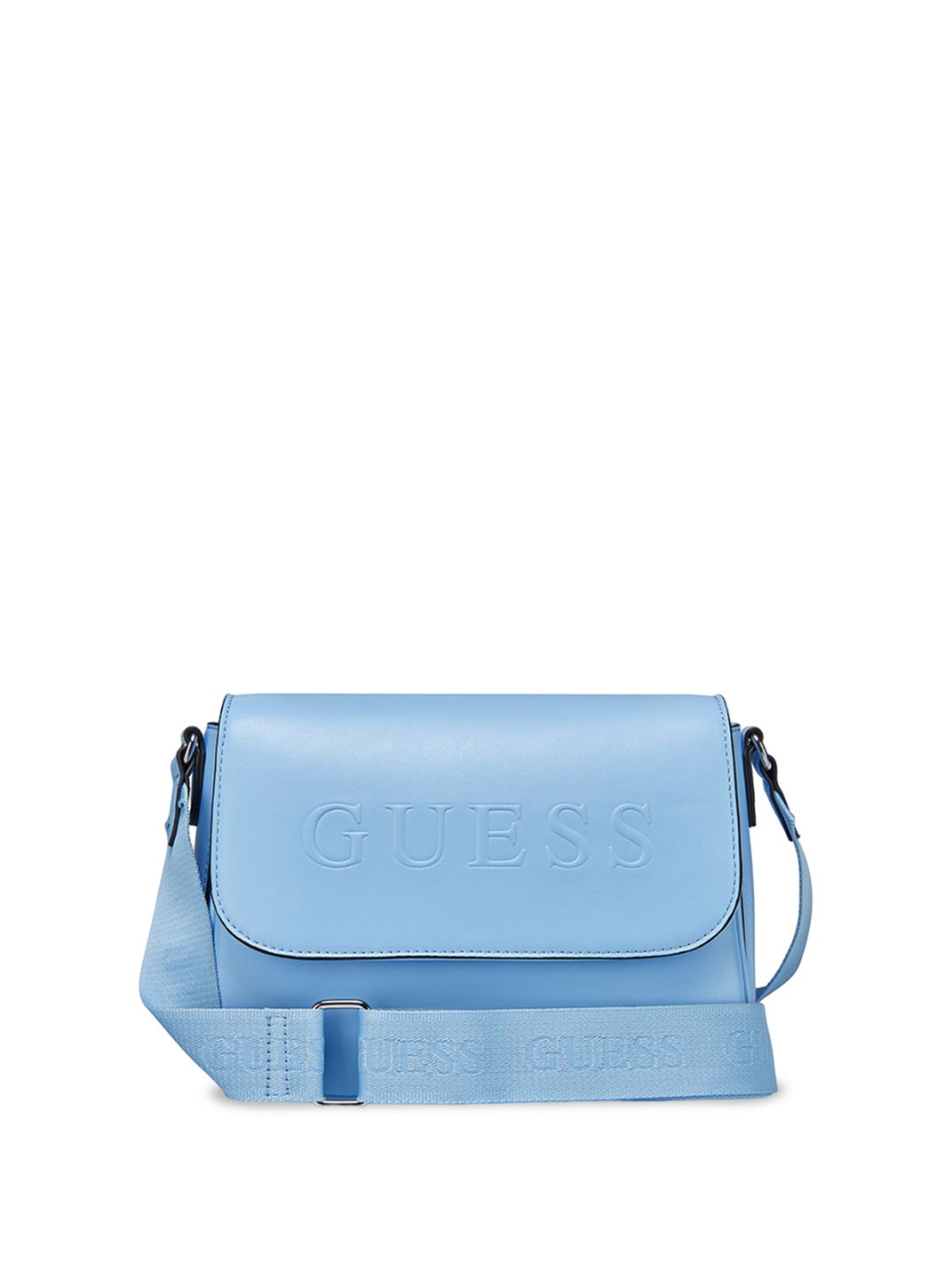 

GUESS PU Bowling Shoulder Bag with Bow Detail, Blue