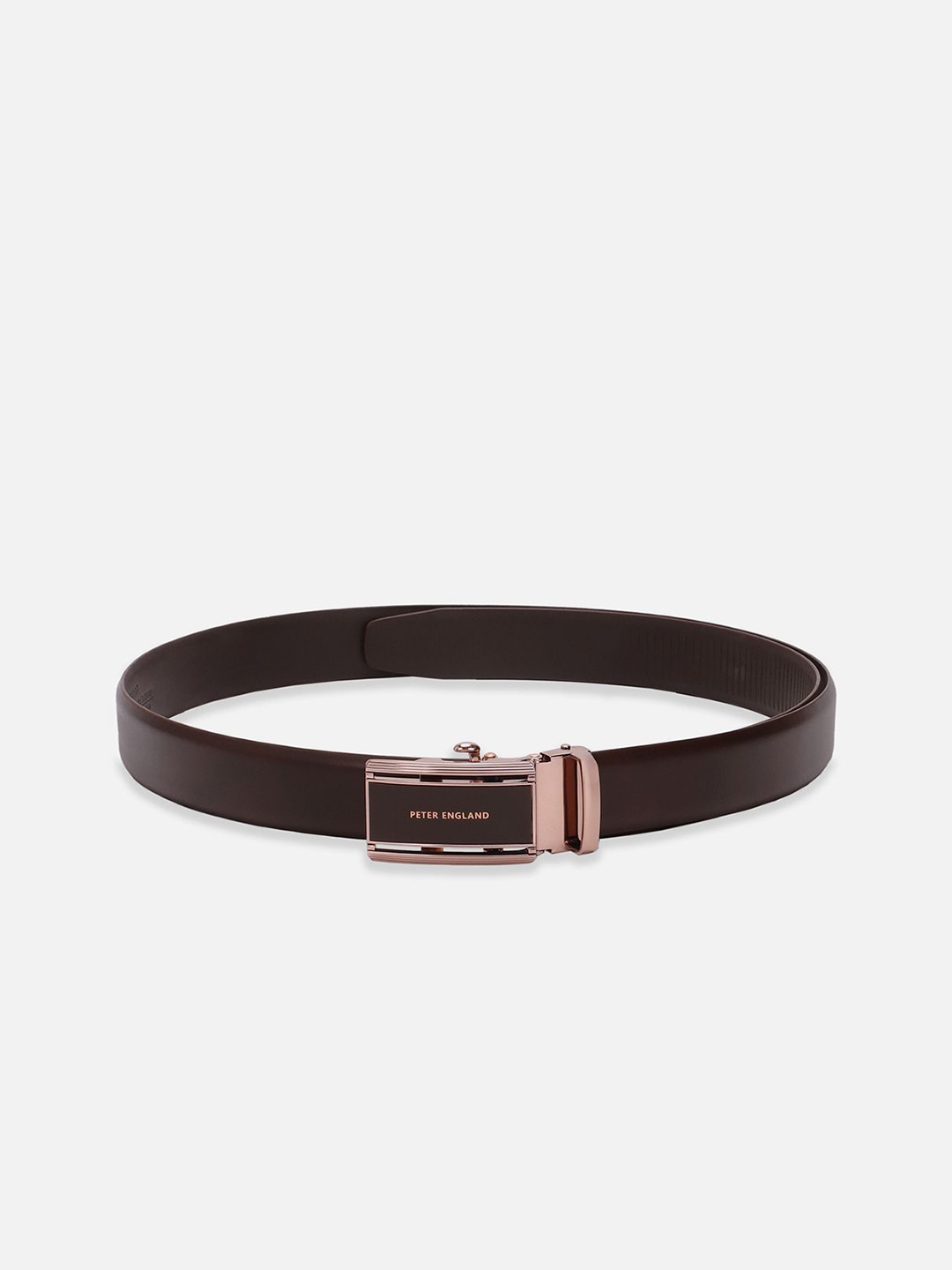 

Peter England Men Solid Slider Buckle Closure Leather Formal Belt, Brown
