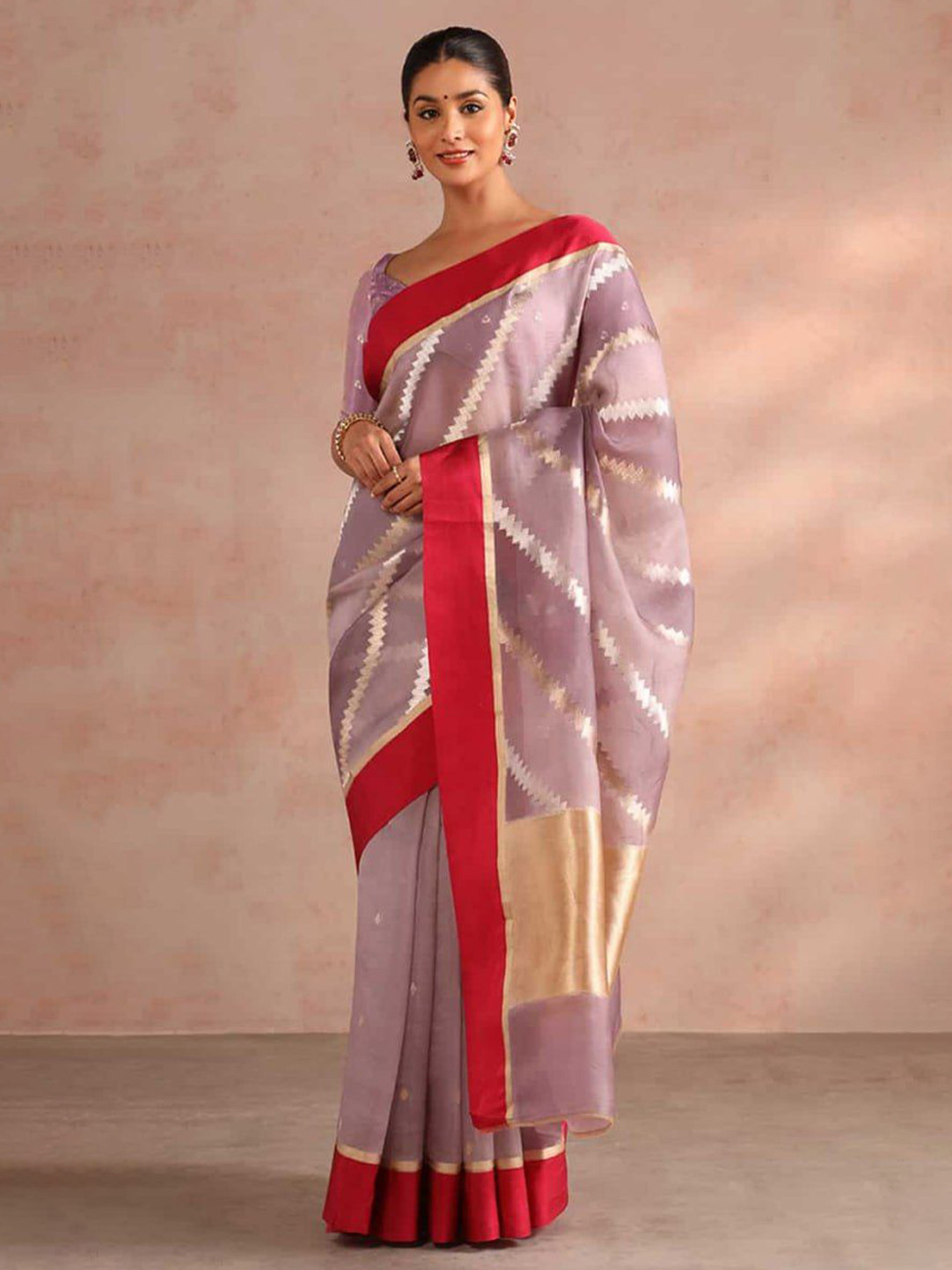 

Marziyaa Woven Design Zari Silk Cotton Banarasi Saree, Lavender