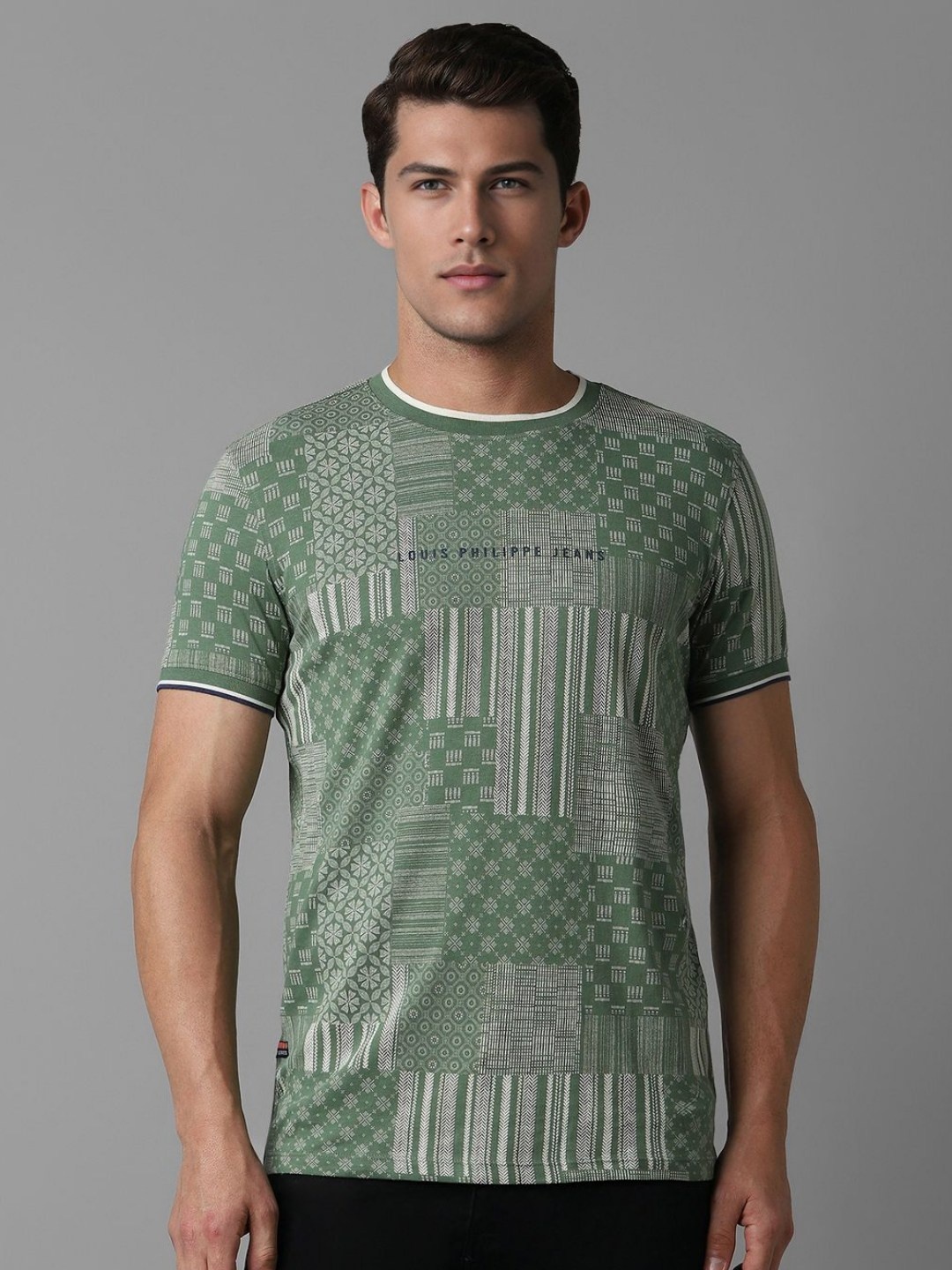 

Louis Philippe Jeans Men Printed Slim Fit T-shirt, Green