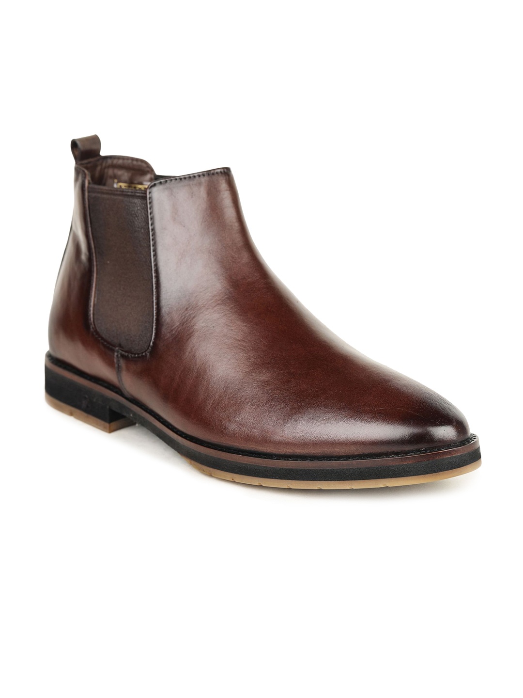 

BRITMEN Men Round Toe Heeled Chelsea Boots, Brown