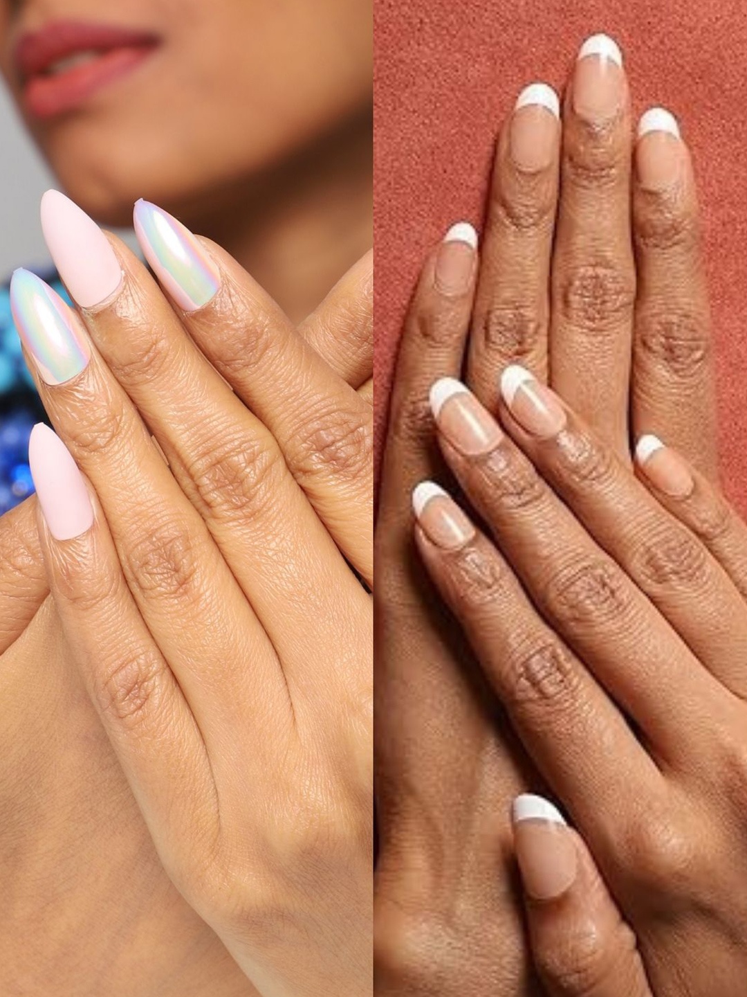 

LICK Pack Of 2 Acrylic Press on Nails With Quick Dry Nail Glue - Ivory & Blush Pink, Nude