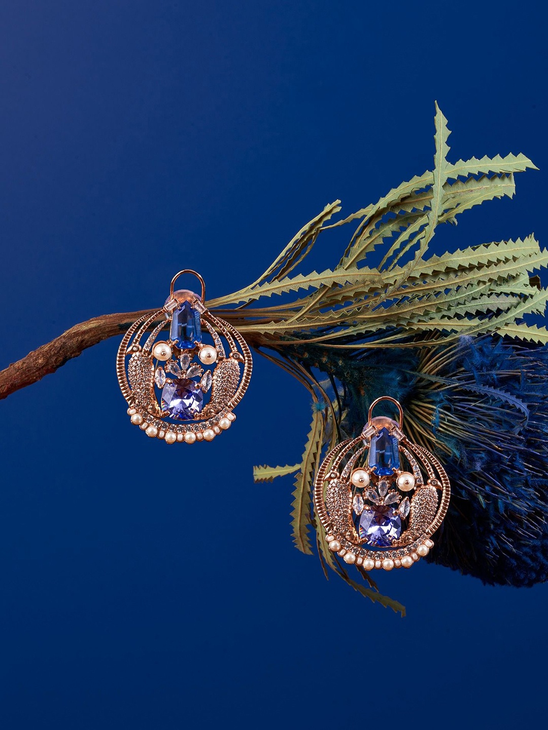 

Outhouse 22KT Rose Gold-Plated Cubic Zirconia Studded Contemporary Studs
