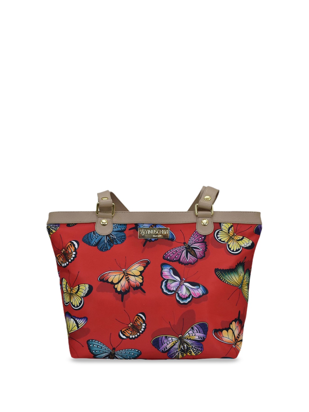

Anuschka Floral Printed Structured Tote Bag, Rust