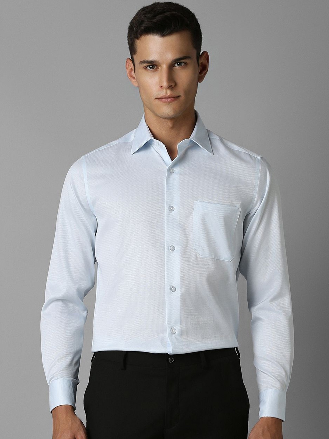 

Louis Philippe Men Classic Spread Collar Solid Cotton Formal Shirt, White