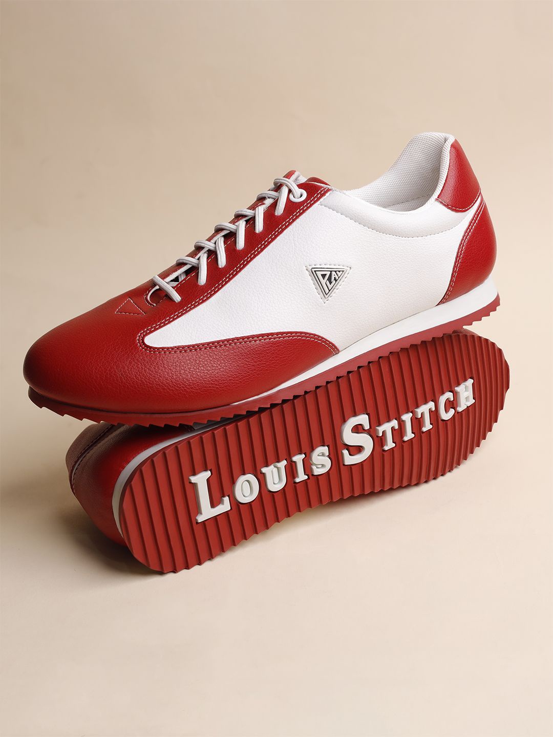 

LOUIS STITCH Men Leatherette Casual Lace Up PU Sneakers, Red