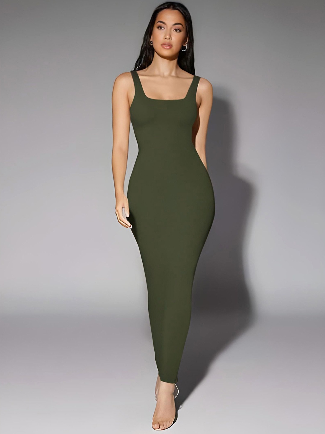 

Stylecast X Slyck Square Neck Maxi Dress, Olive