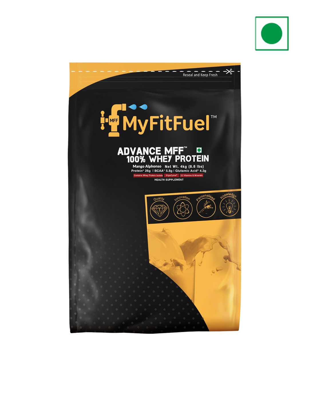 

MyFitFuel Advance 100% Whey Protein - Mango Alphonso - 4kg, Cream