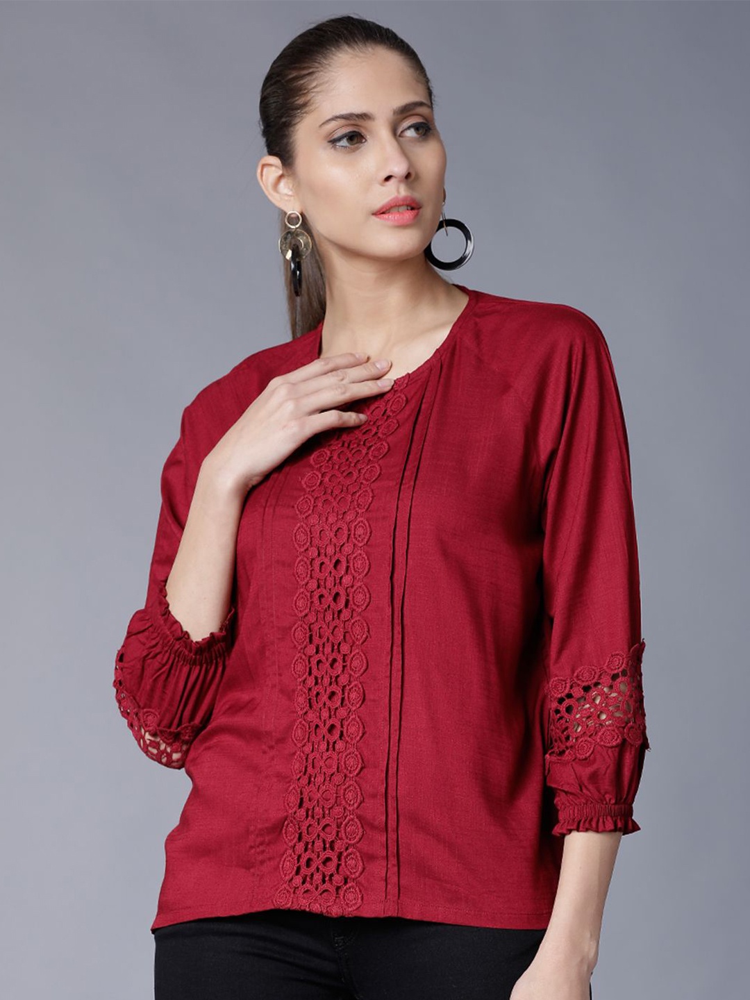 

Tokyo Talkies Top, Maroon