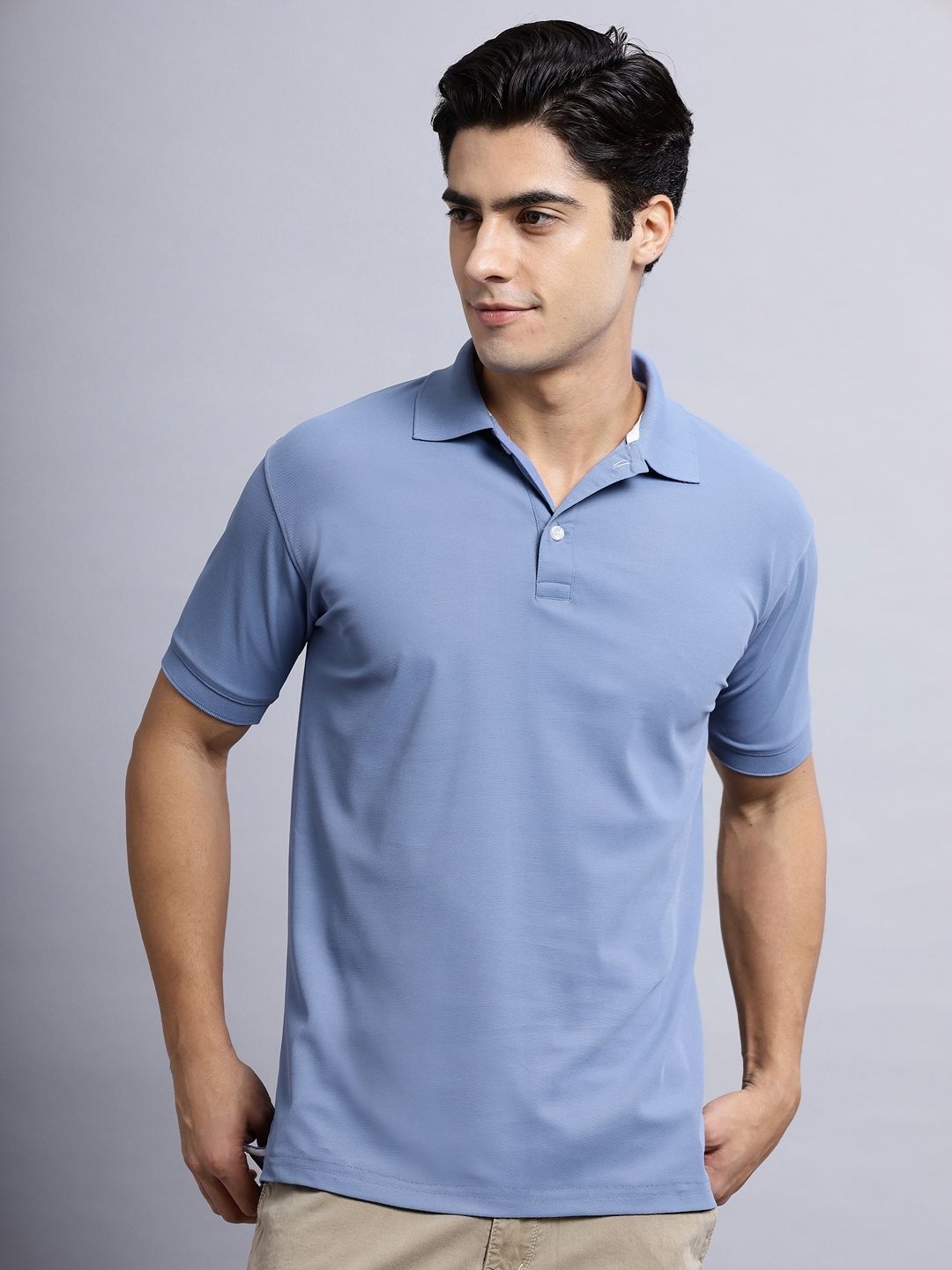

N AND J Men Polo Collar Pockets T-shirt, Grey