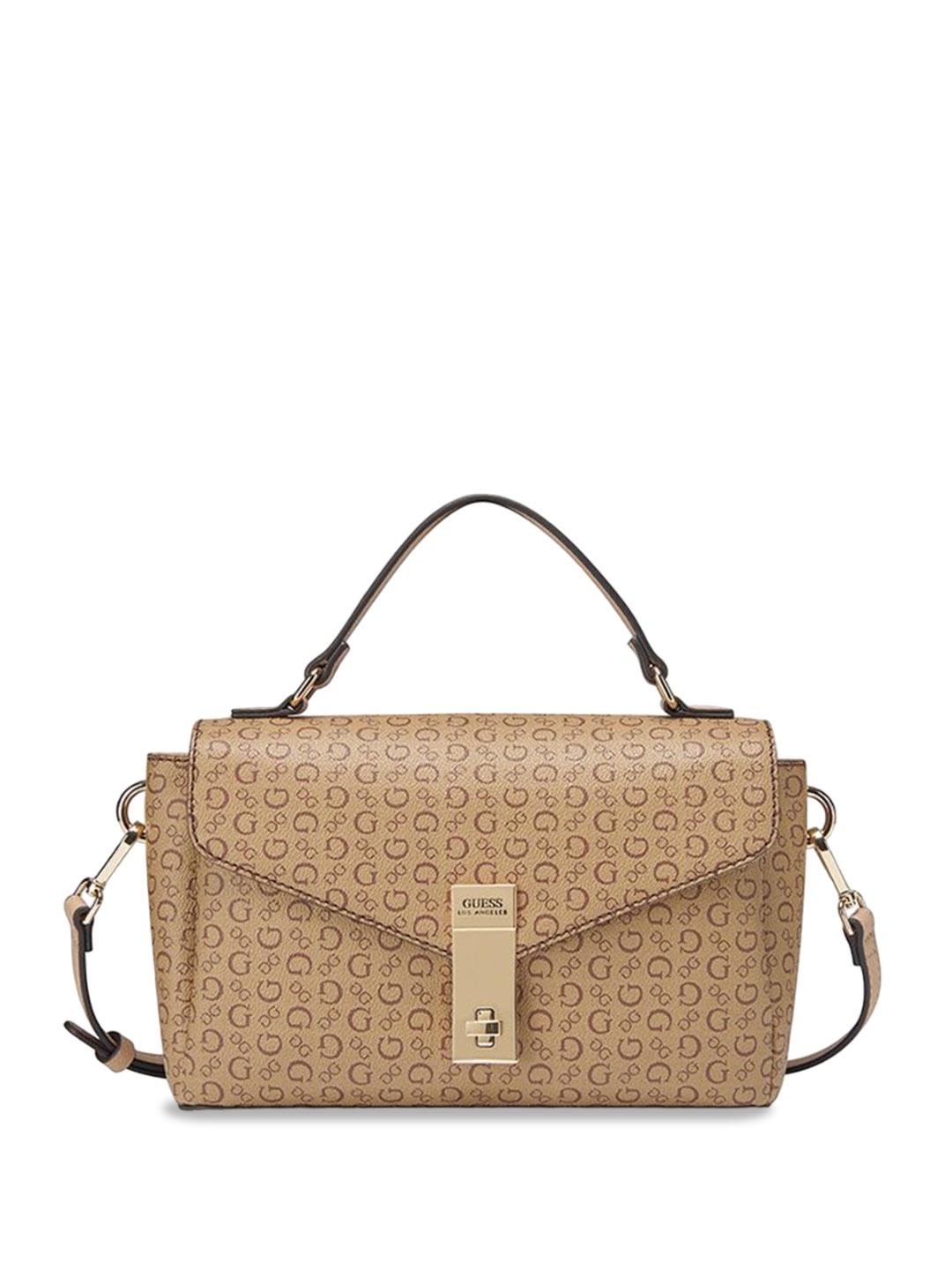 

GUESS Printed Structured Satchel with Bow Detail, Brown