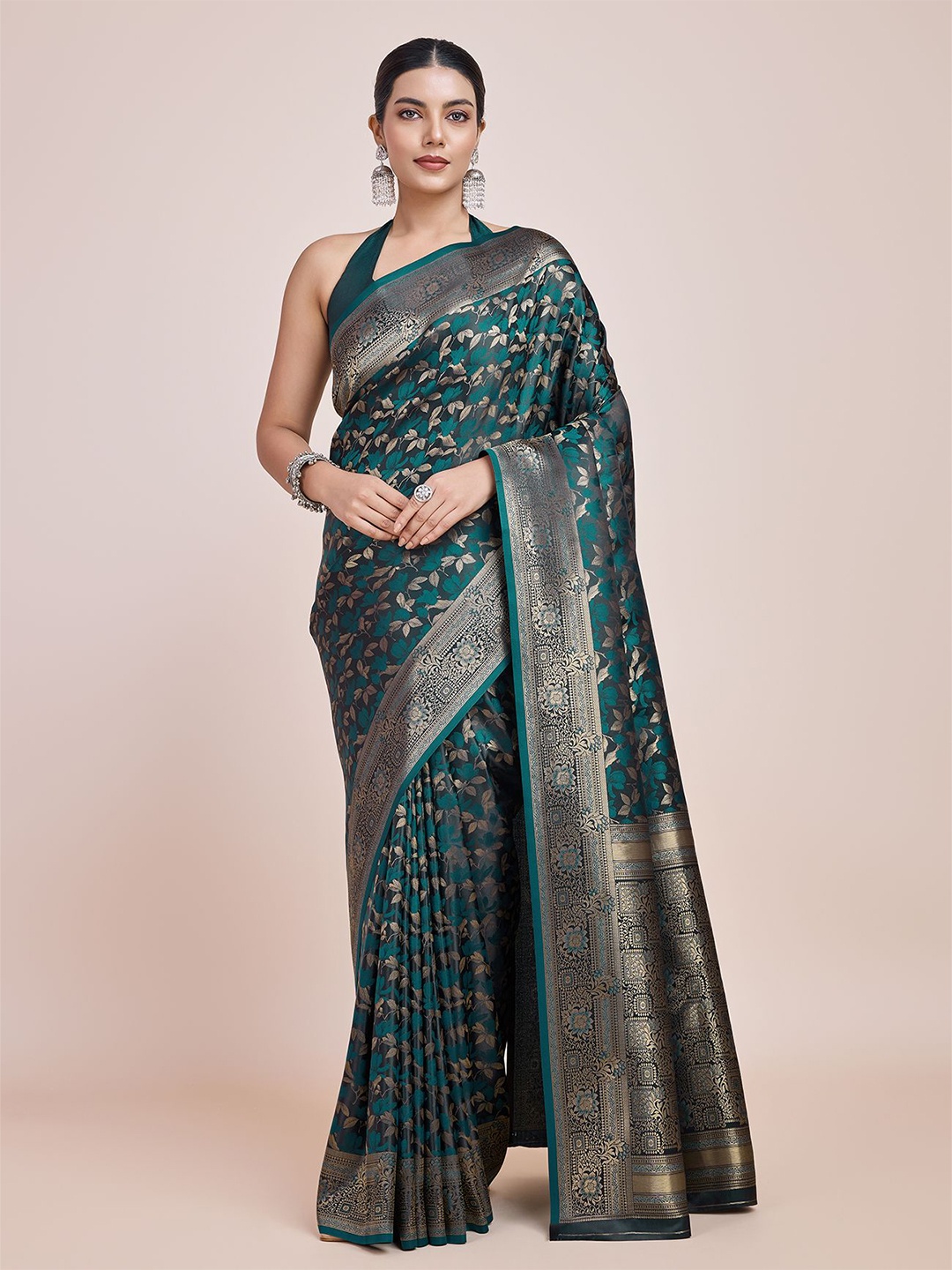 

MONJOLIKA FASHION Woven Design Zari Banarasi Saree, Teal