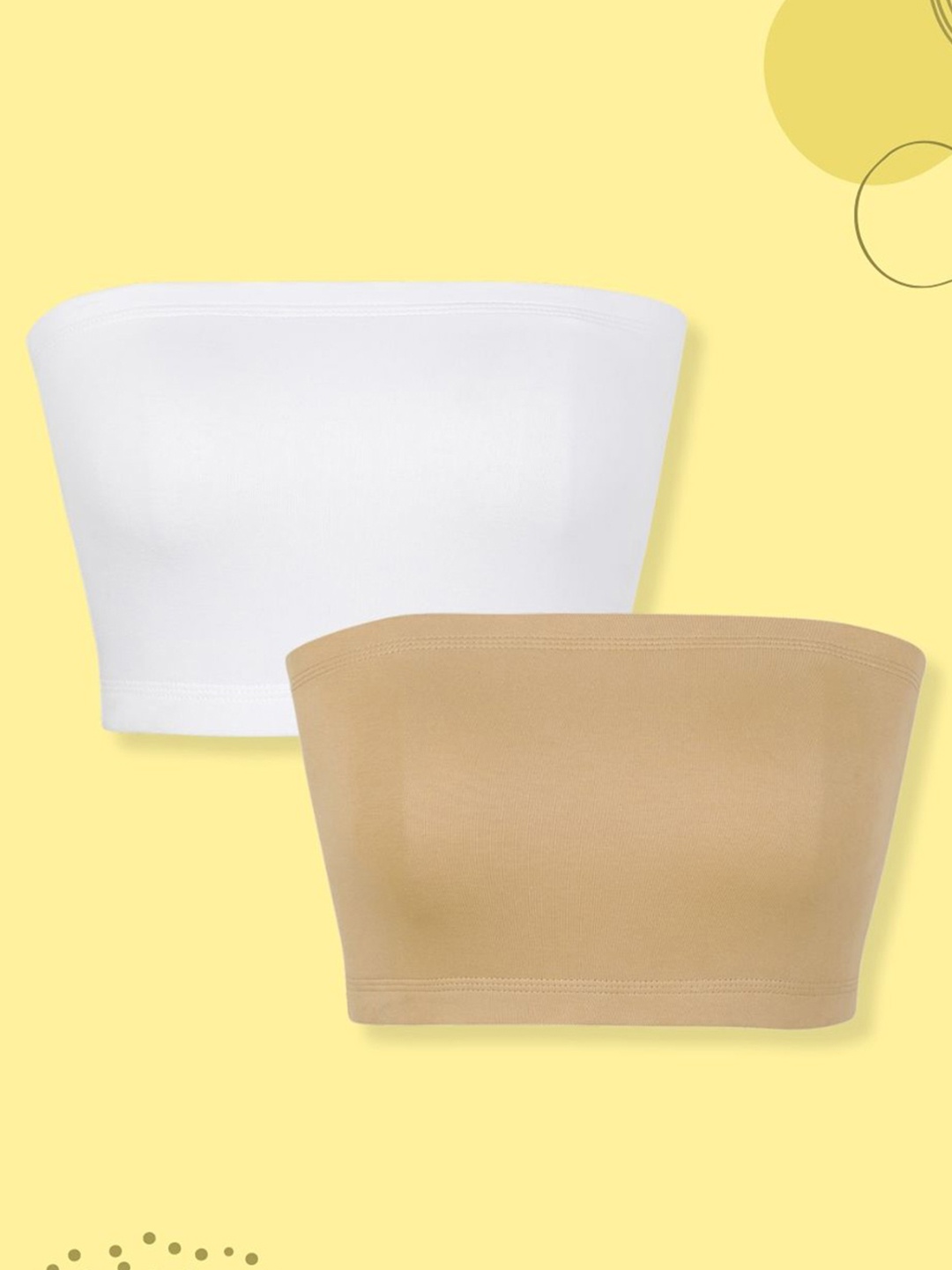 

mackly Pack of 2 Solid Strapless Full Coverage Bandeau Bra, White