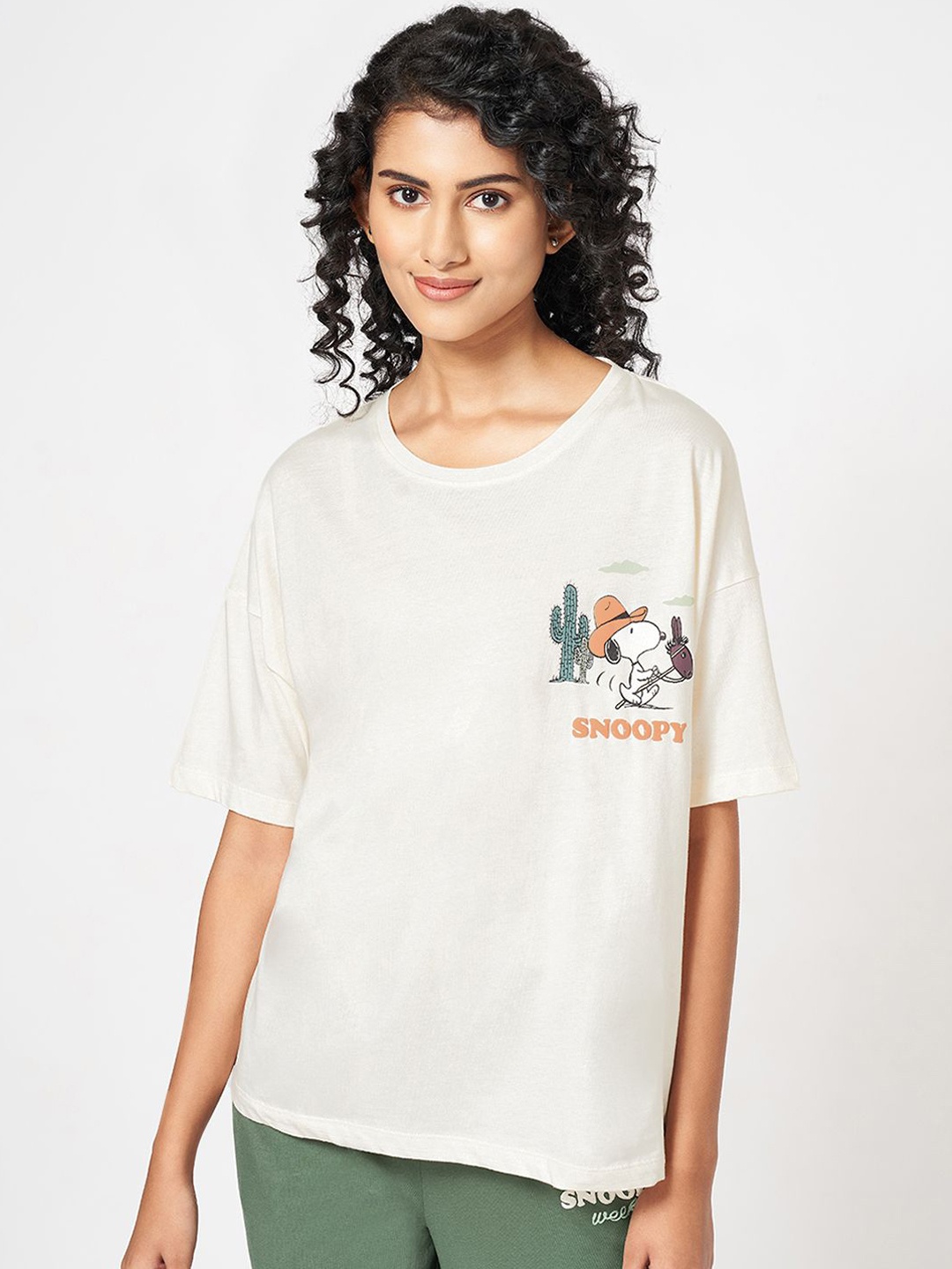 

Dreamz by Pantaloons Printed Cotton Lounge Tshirts, Off white