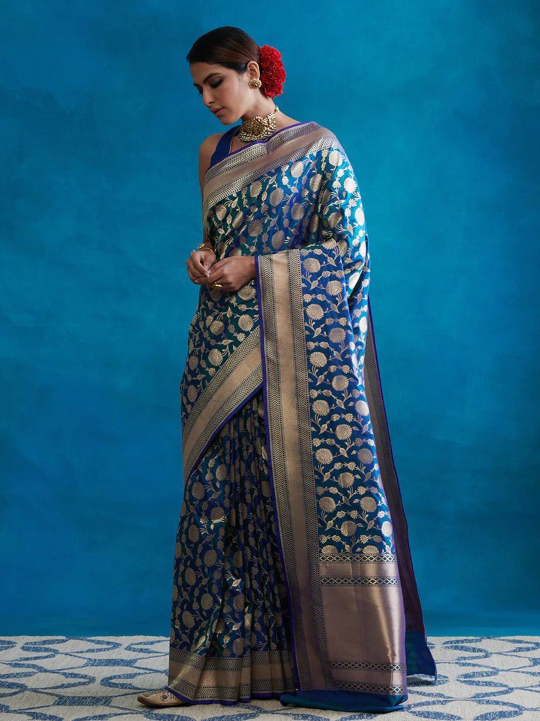 

Marziyaa Woven Design Zari Banarasi Saree, Blue