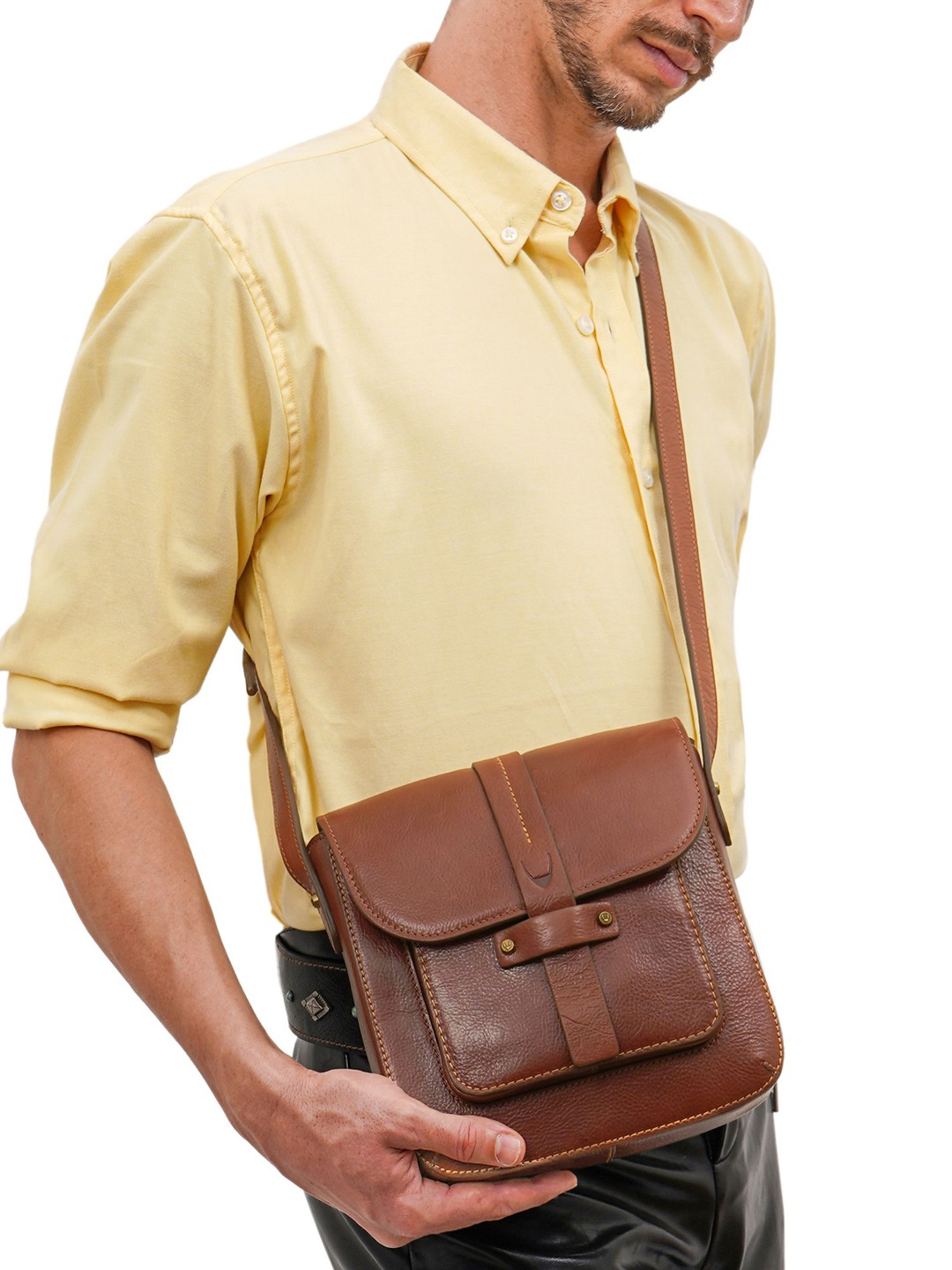 

Hidesign Leather Bucket Sling Bag, Tan