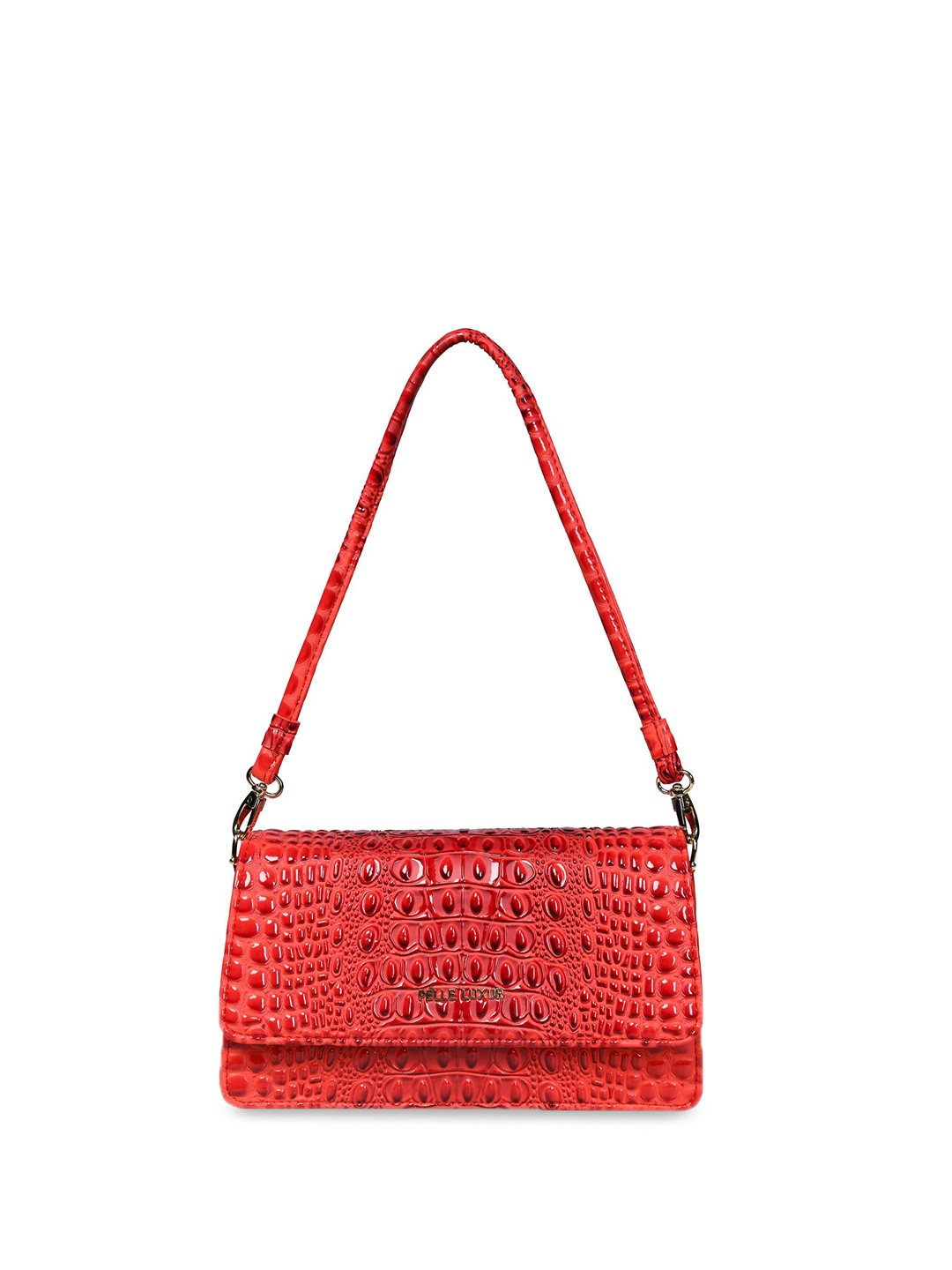 

PELLE LUXUR Textured PU Structured Sling Bag with Quilted, Pink