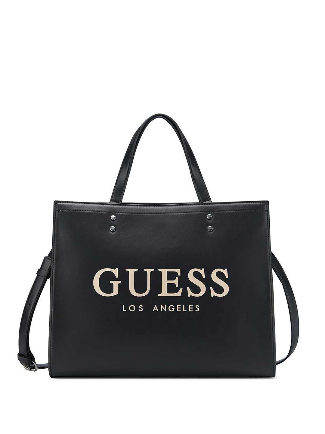 

GUESS Printed PU Structured Tote Bag with Tasselled, Black