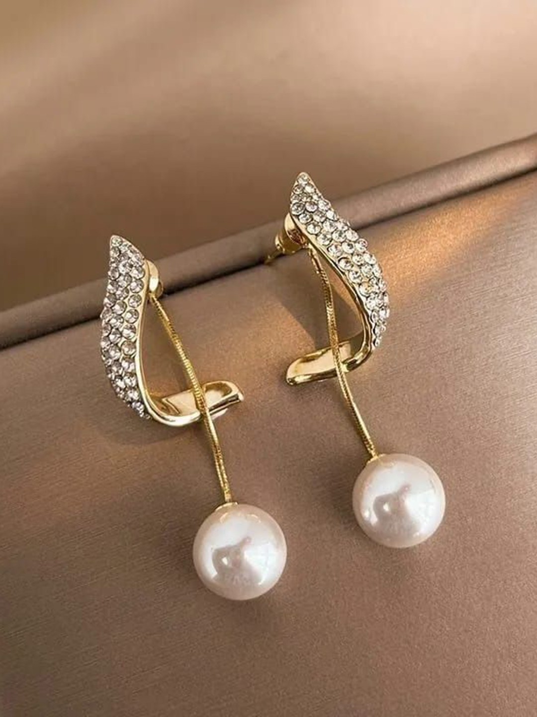 

STARZ JEWELS Silver-Plated Pearls Beaded Contemporary Drop Earrings