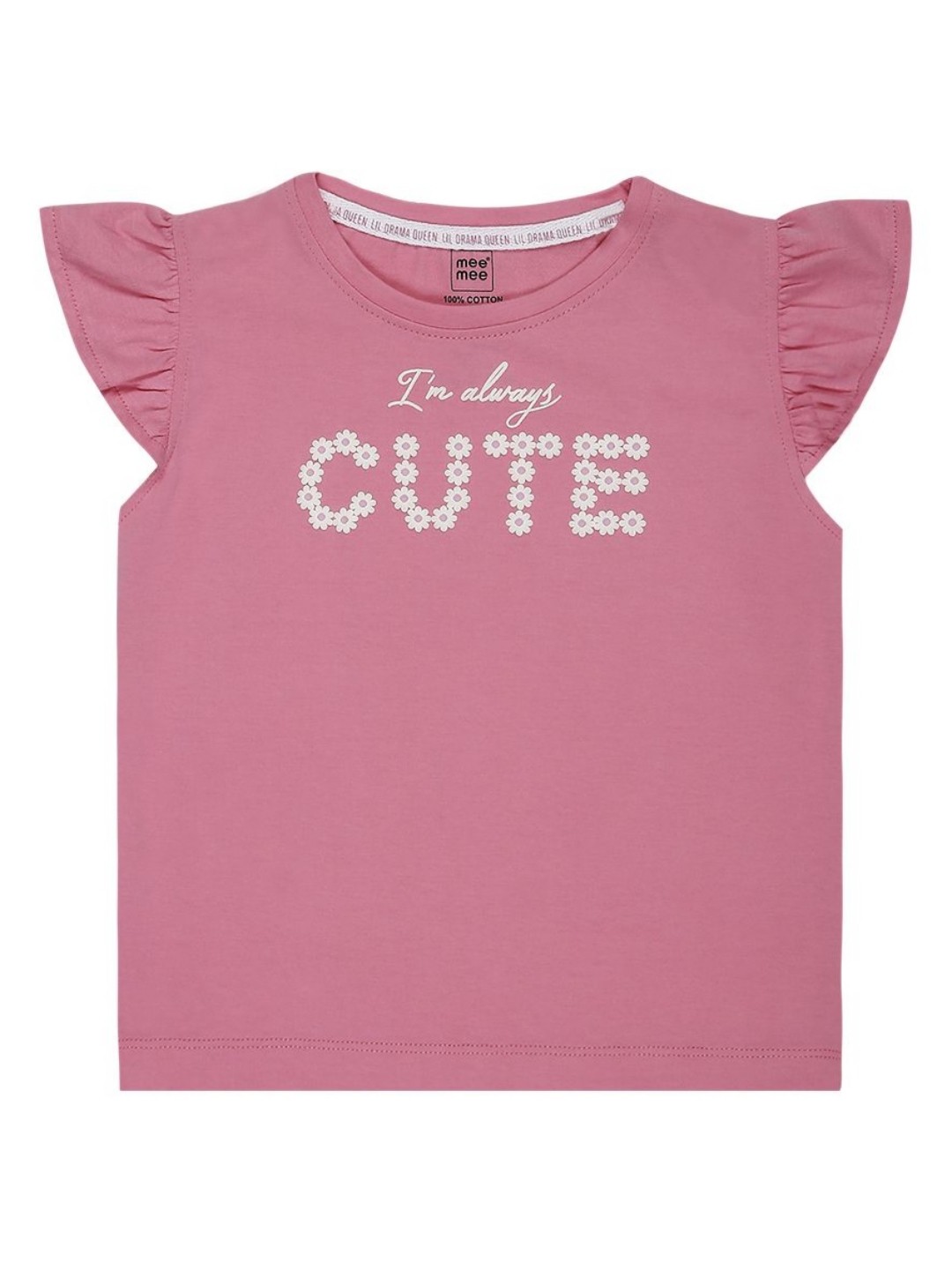 

MeeMee Girls Floral Printed Applique T-shirt, Pink