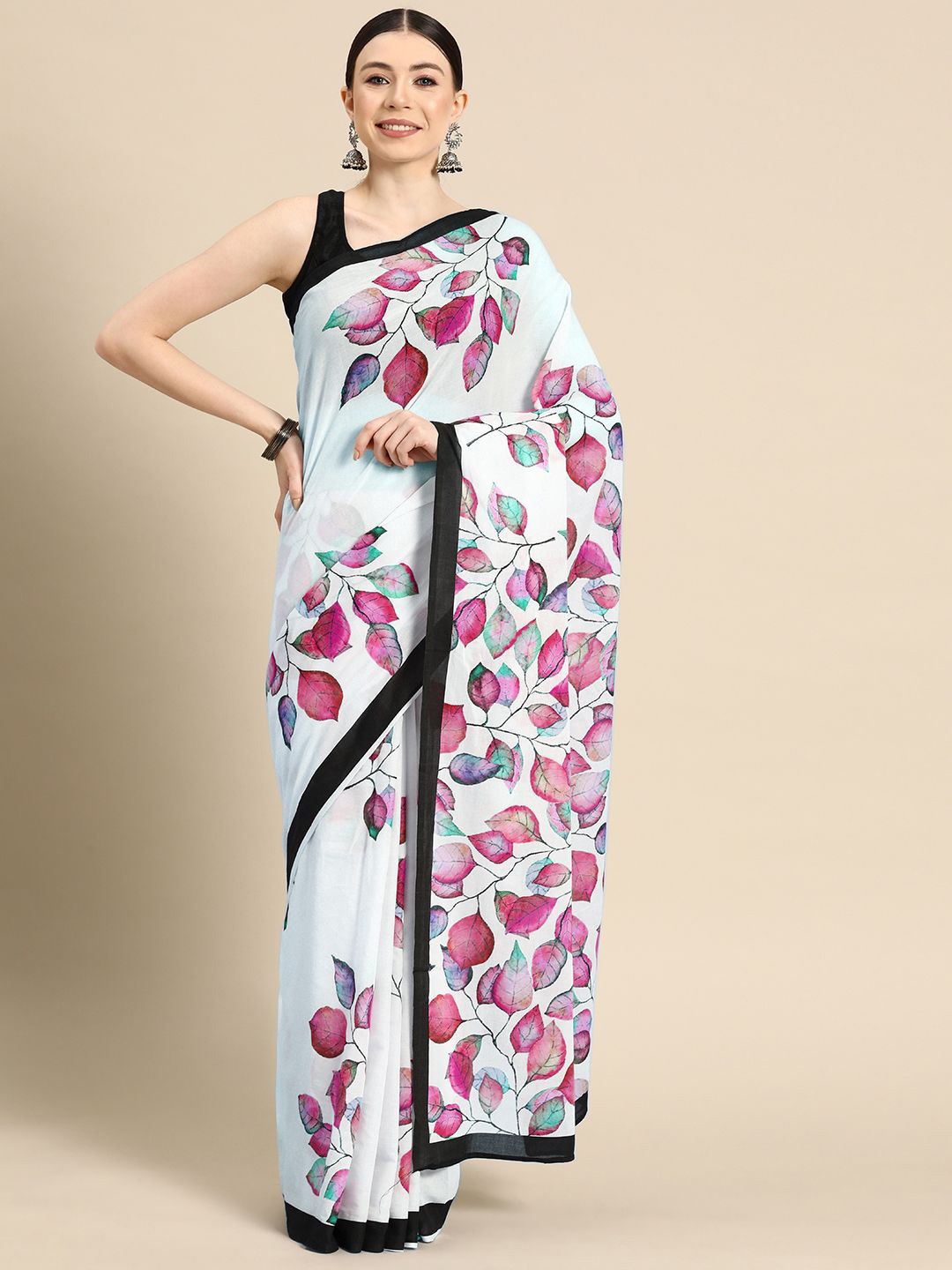 

BUTA BUTI Floral Pure Cotton Saree, Rust