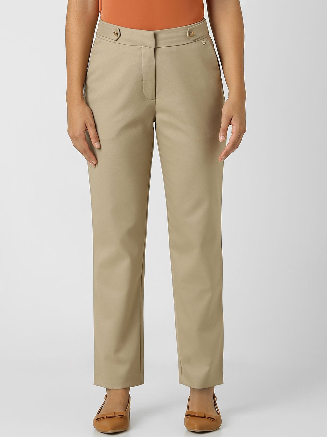 

Van Heusen Women Solid Formal Trousers, Khaki