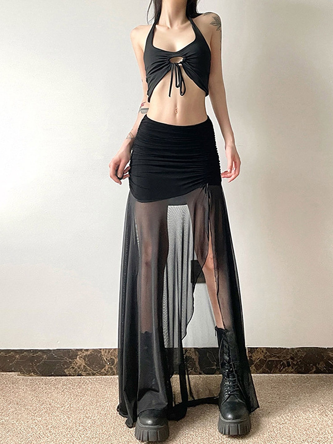 

LULU & SKY High-Low Maxi Skirts, Black