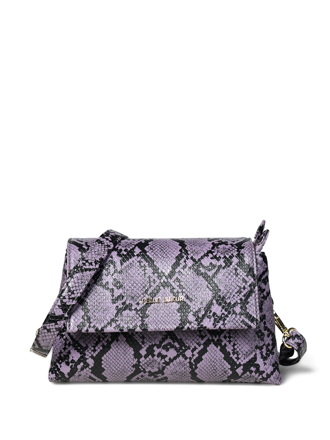

PELLE LUXUR Animal Textured PU Swagger Sling Bag, Purple