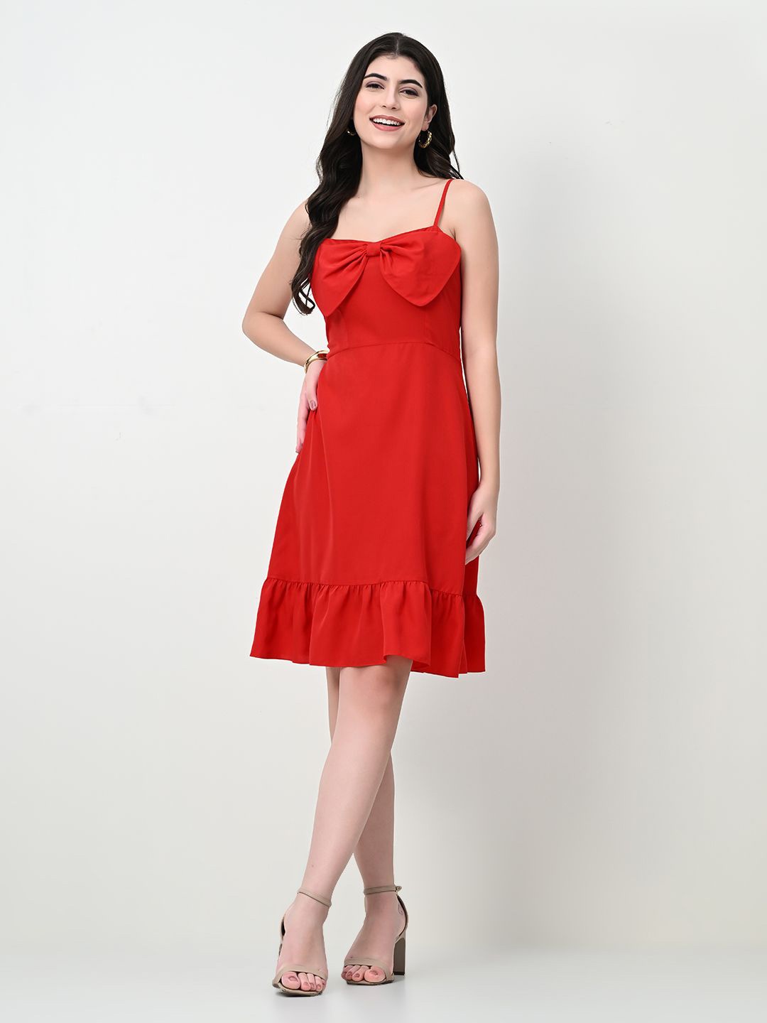 

Tushita Crepe A-Line Midi Dress, Red