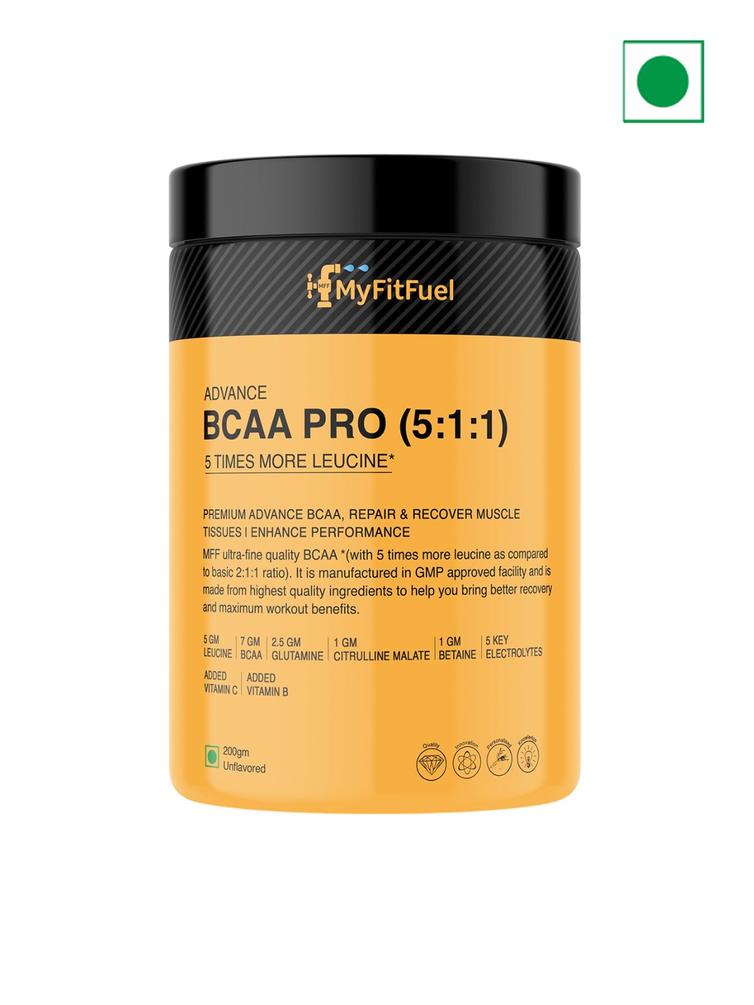 

MyFitFuel Advance BCAA Pro 5:1:1 - 200gm - Unflavoured, Cream