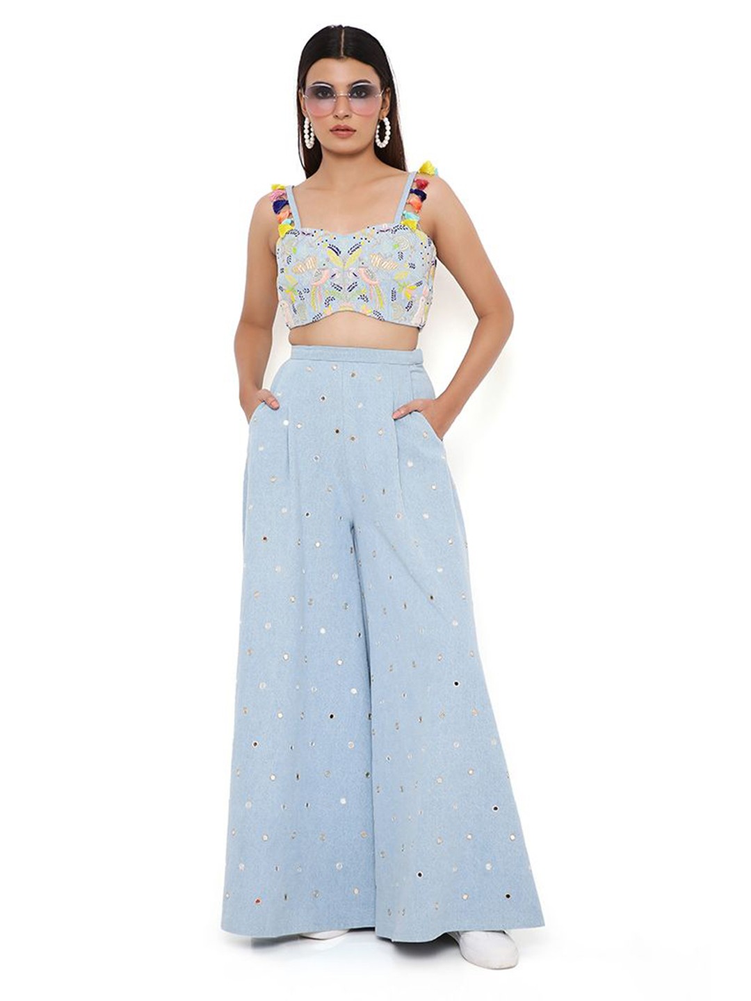 

Payal Singhal Polka Dot Denim A-Line Maxi Dress, Blue