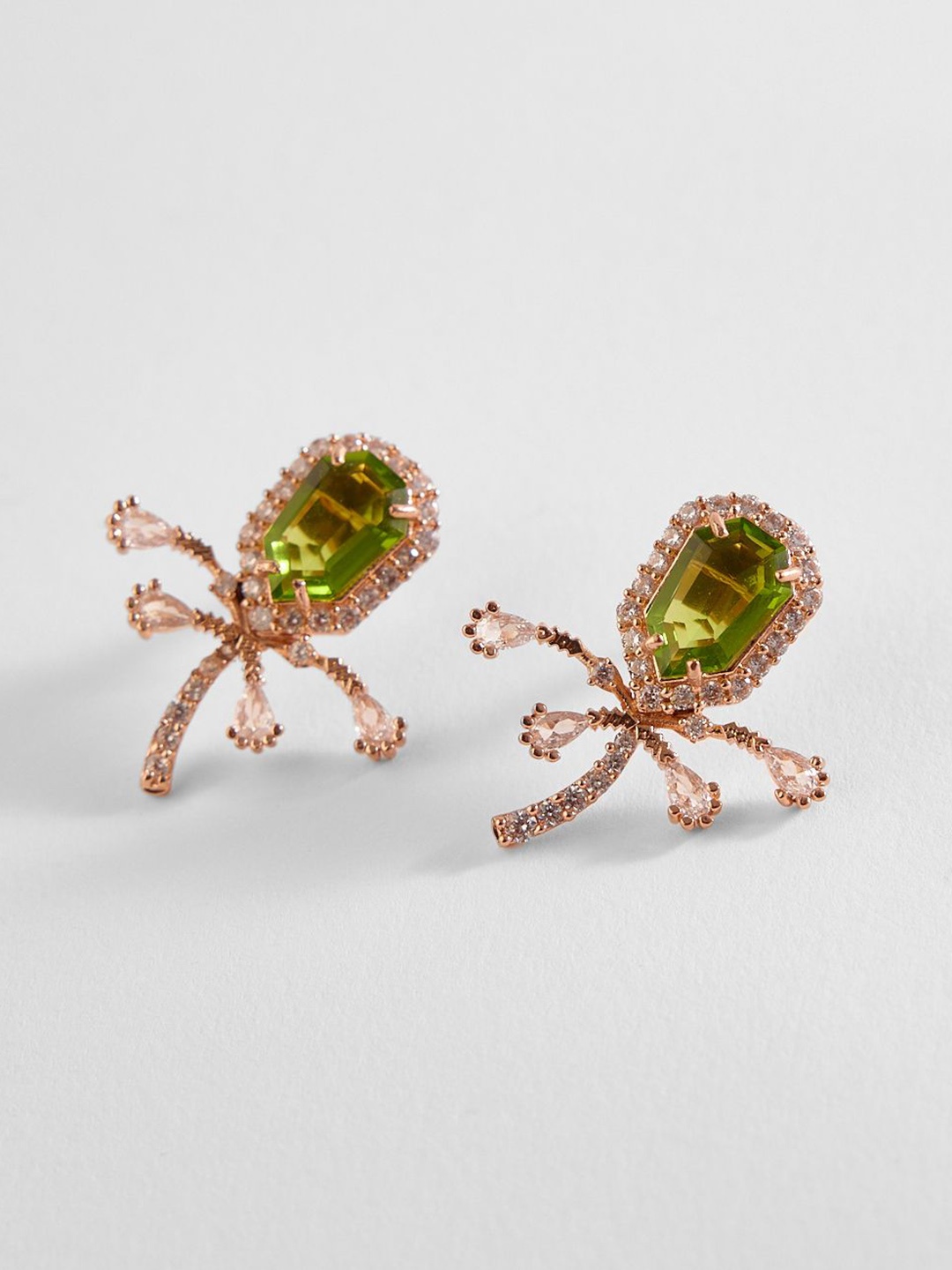 

Outhouse Rose Gold-Plated Stones Studded Studs
