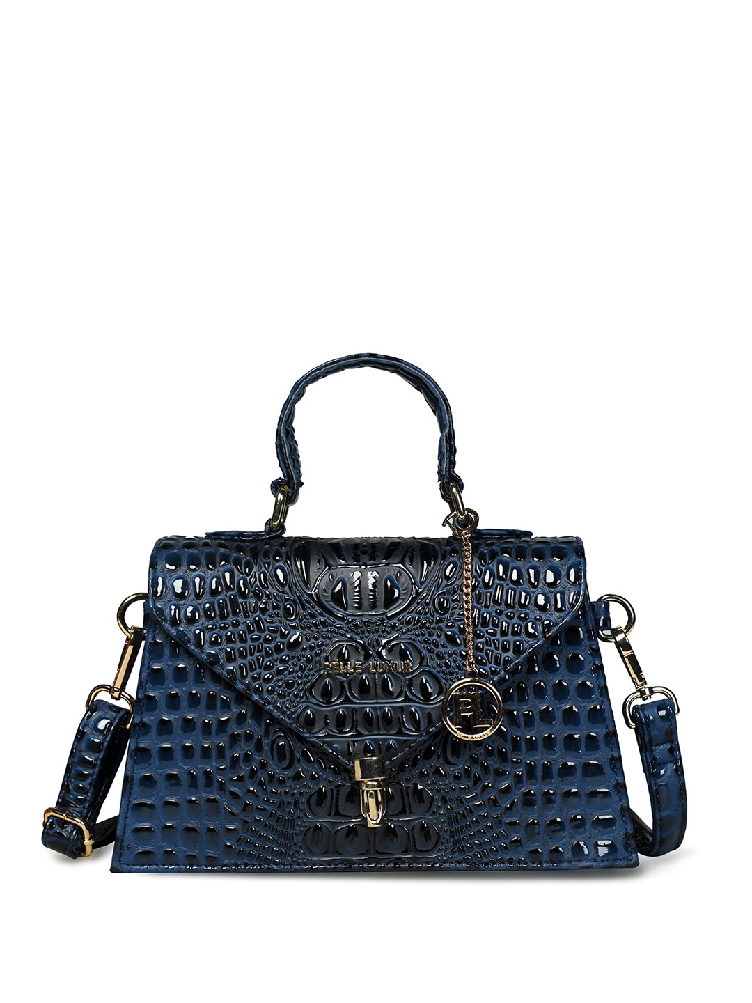 

PELLE LUXUR PU Structured Satchel, Navy blue